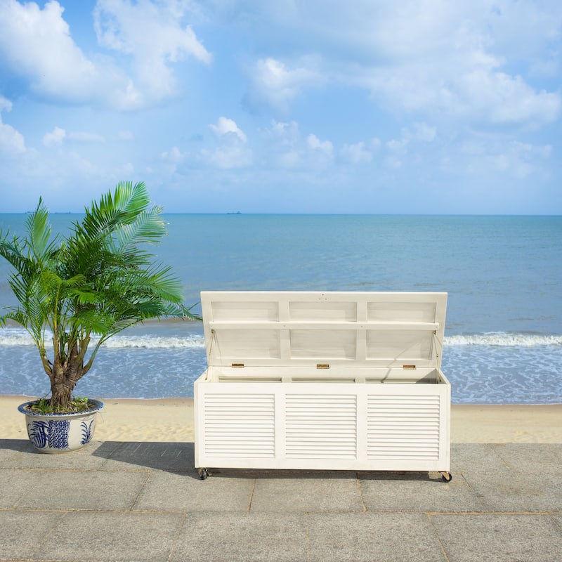 SAFAVIEH Outdoor Miah Cushion Solid Wood Storage Box