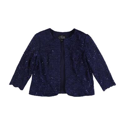 Alex Evenings Womens All Over Lace Cardigan Sweater,, Blue, 14