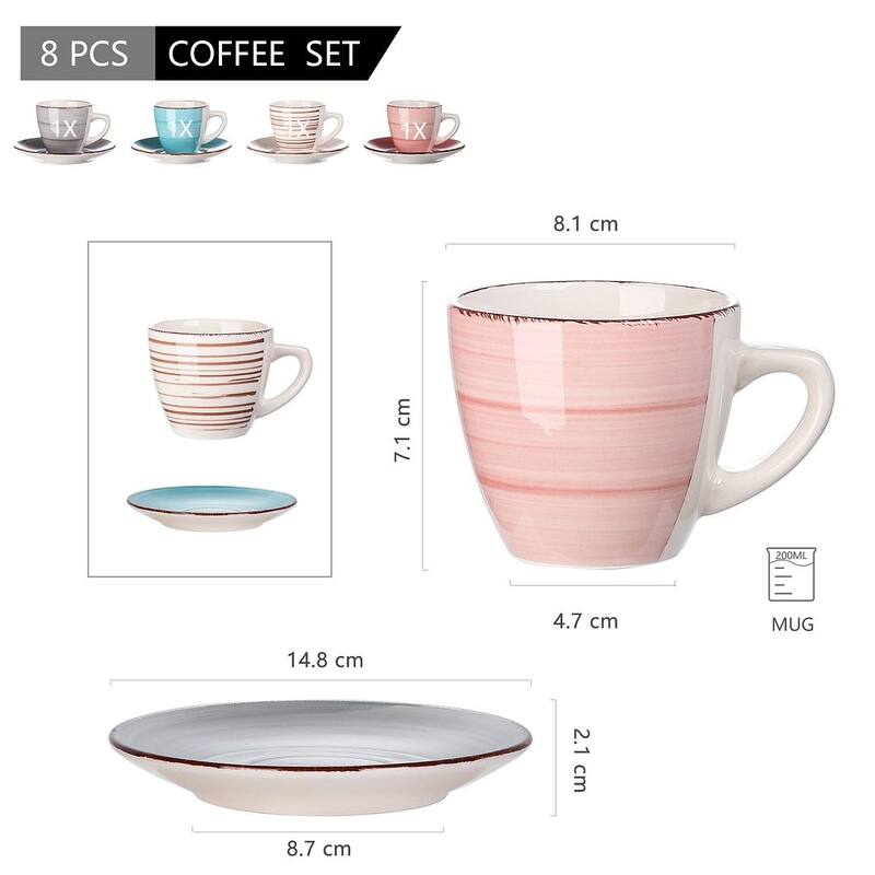 vancasso Bella 8-Piece Coffee Cup And Saucer Set (Service For 4)