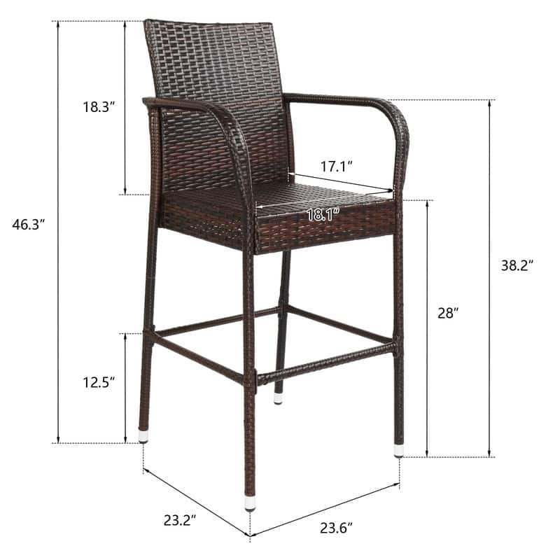 Brown Gradient Outdoor Bar Chair (Set of 2)
