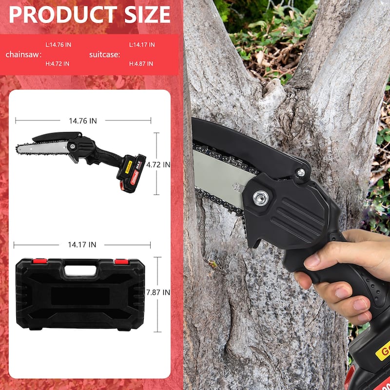 6-Inch Portable Electric Pruning Chainsaw with Carry Box