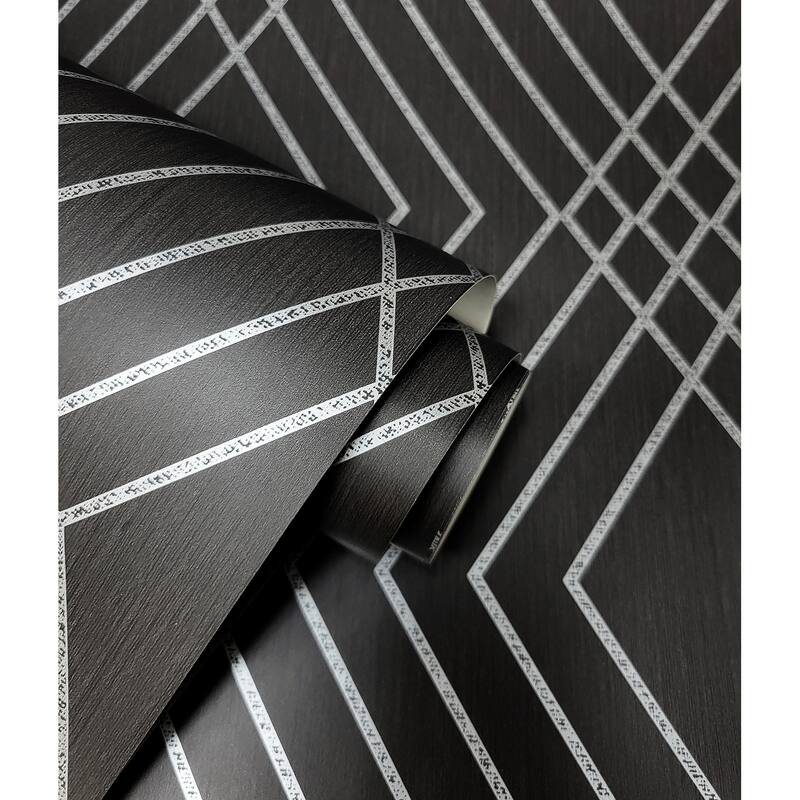 Fine Decor Shard Black Trellis Wallpaper