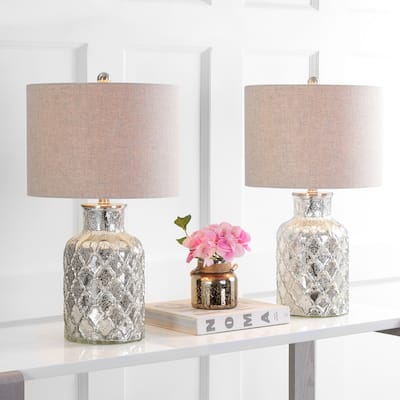 Artichoke 24.5" LED Glass Table Lamp, Mercury Silver (Set of 2) by JONATHAN Y