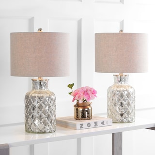 Artichoke 24.5" LED Glass Table Lamp, Mercury Silver (Set of 2) by JONATHAN  Y