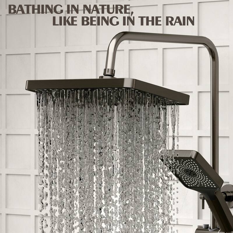 Rain Shower System Set,Led Digital Temperature Display,Waterfall Spout