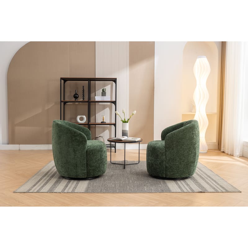 25.6" Swivel Barrel Chair with Black Coating