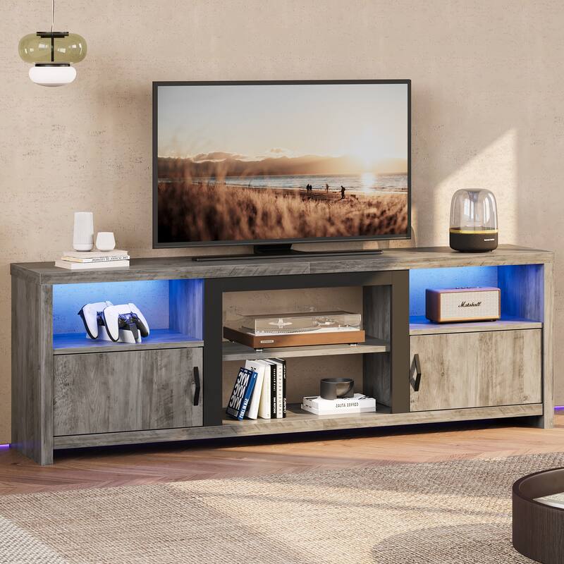 70" TV Stand Modern Entertaintment Center TV Console for 75" TVs with LED Lights - 71 inches