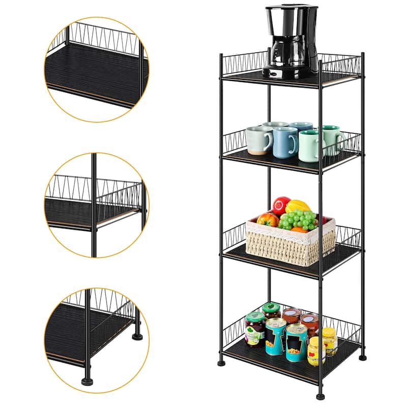 4 Tier Organizer Shelf Storage Rack for Floor Metal Wire Rack Shelving Standing Shelf