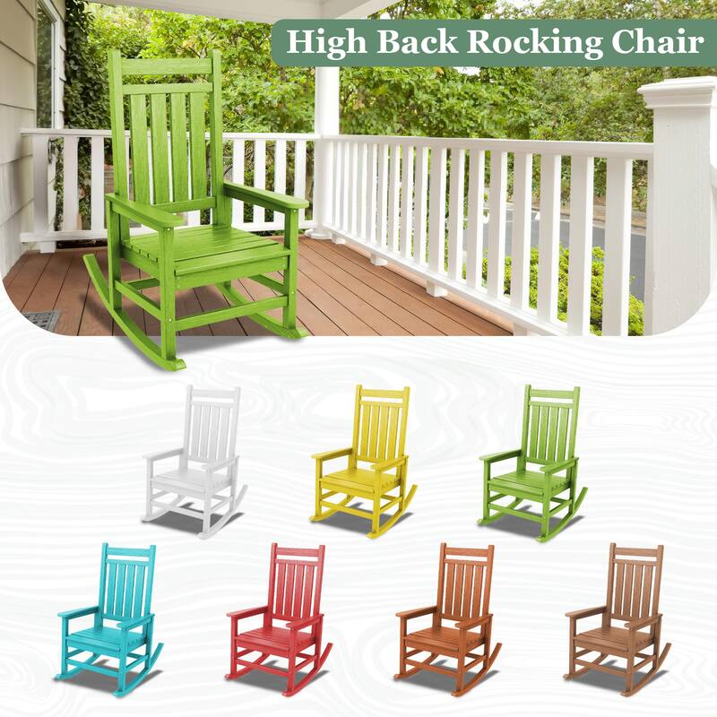 Modern High-Back Rocking Adirondack Chair All Weather
