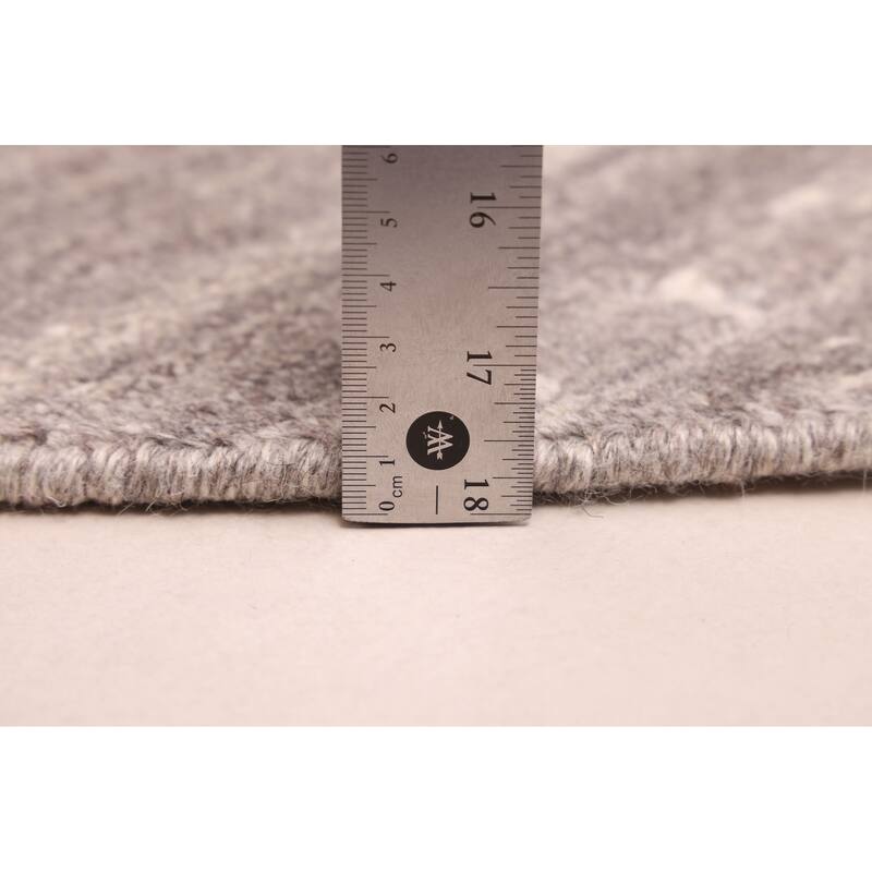 ECARPETGALLERY Hand Loomed Elysian Dark Grey Wool Rug - 6'0 x 6'0