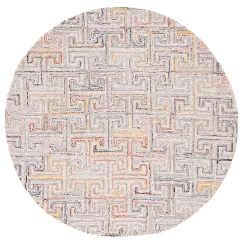 SAFAVIEH Handmade Metro Rosalien Geometric Rug - 6' Round - Grey/Rust