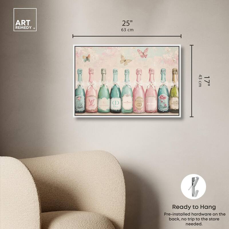 Champagne Mint and Pink Canvas by Art Remedy
