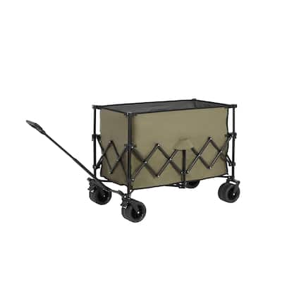 220lbs Weight Capacity Heavy Duty 300L Folding Utility Foldable Extended Wagon with All-Terrain Beach Wheels & Drink Holders