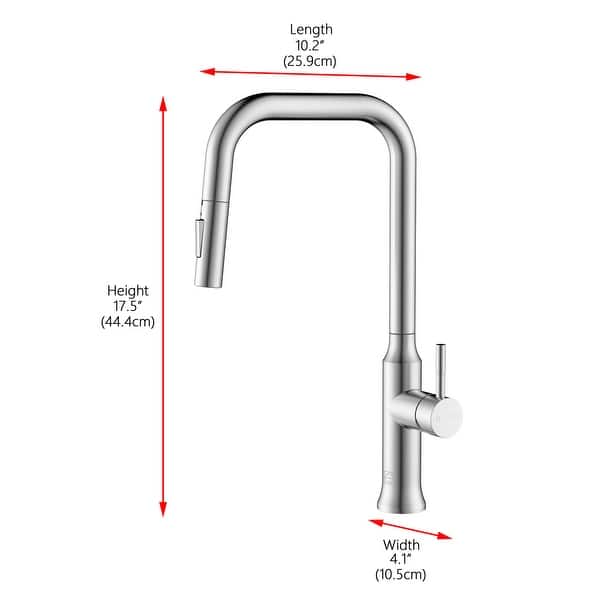 dimension image slide 0 of 3, Elegant Lighting FAK-311 Noor 1.8 GPM Single Hole Pull Down Kitchen