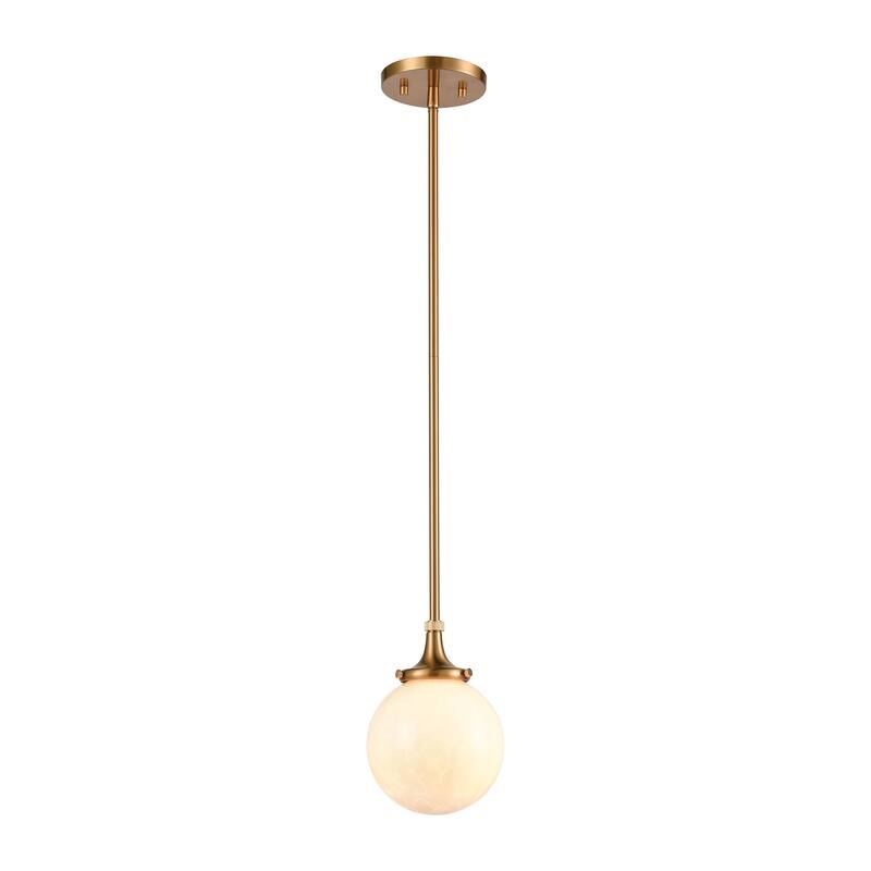 Elk Home Beverly Hills Satin Brass With White Glass 1 Light Pendant