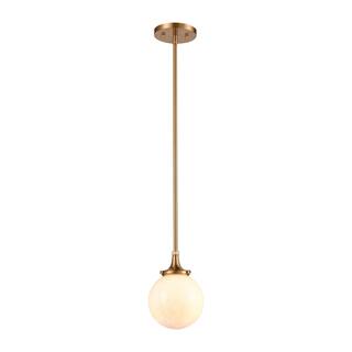 Elk Home Beverly Hills Satin Brass With White Glass 1 Light Pendant