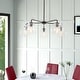 preview thumbnail 22 of 29, 5-Light Modern Linear Sputnik Branch Kitchen Island Light Clear Glass Globe Bubble Chandelier for Dining Room