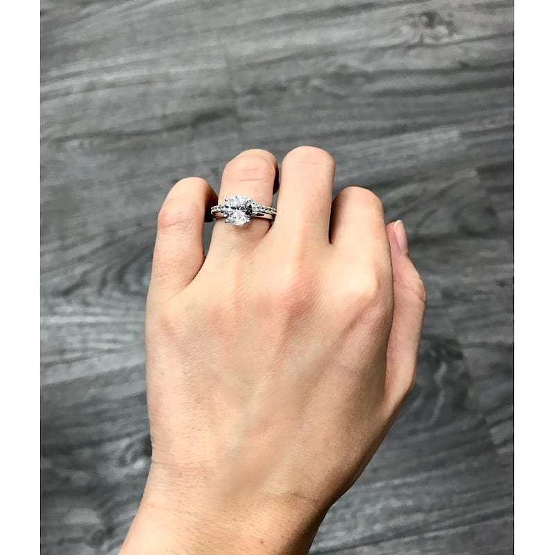 Miadora 10k White Gold Created White Sapphire Bridal Ring Set