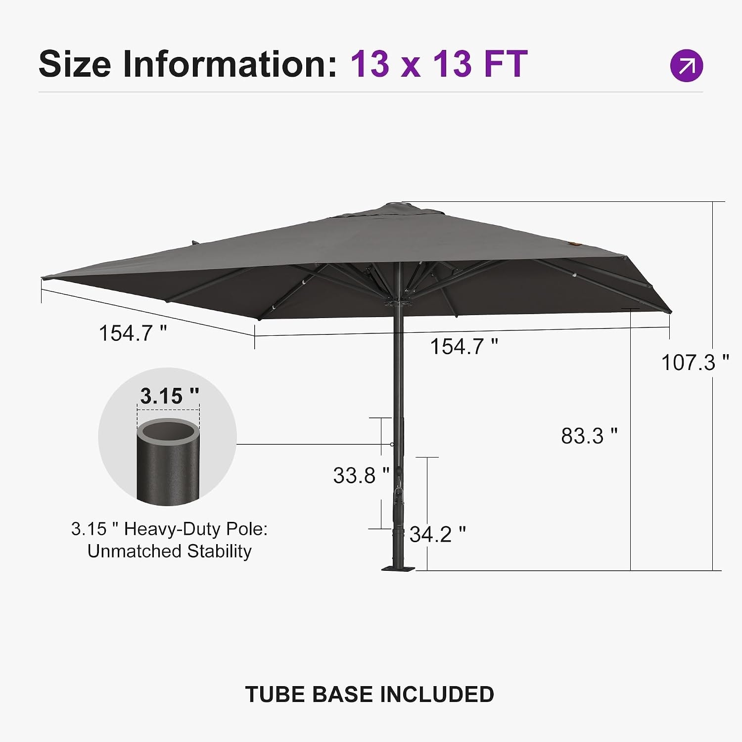 big patio umbrella with base Kozyard Butterfly 15' Outdoor Double-Sided Aluminum Crank – Kozyard LLC low waste AGV K3 Shade Black Material:No velcro The 100% polyester canopy