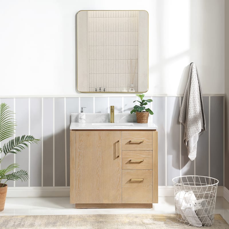 San Single Bath Vanity with Composite Stone Top without Mirror