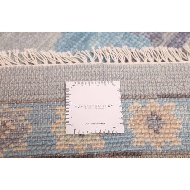 ECARPETGALLERY Hand-knotted Modern Oushak Grey, Light Denim Blue Wool Rug - 9'1 x 11'11