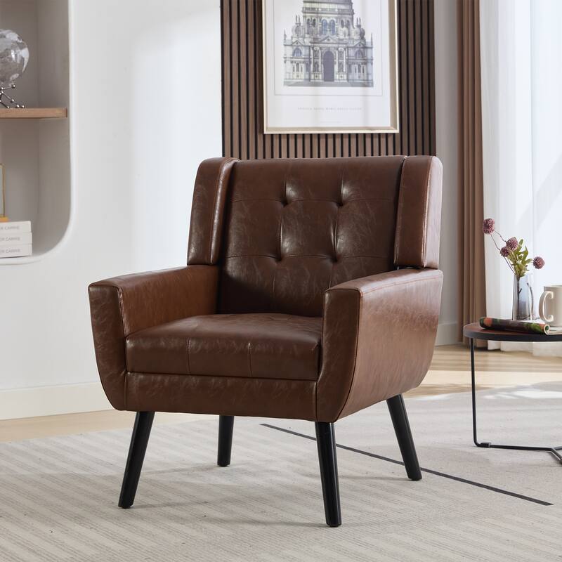PU Accent Chair with Curved Back