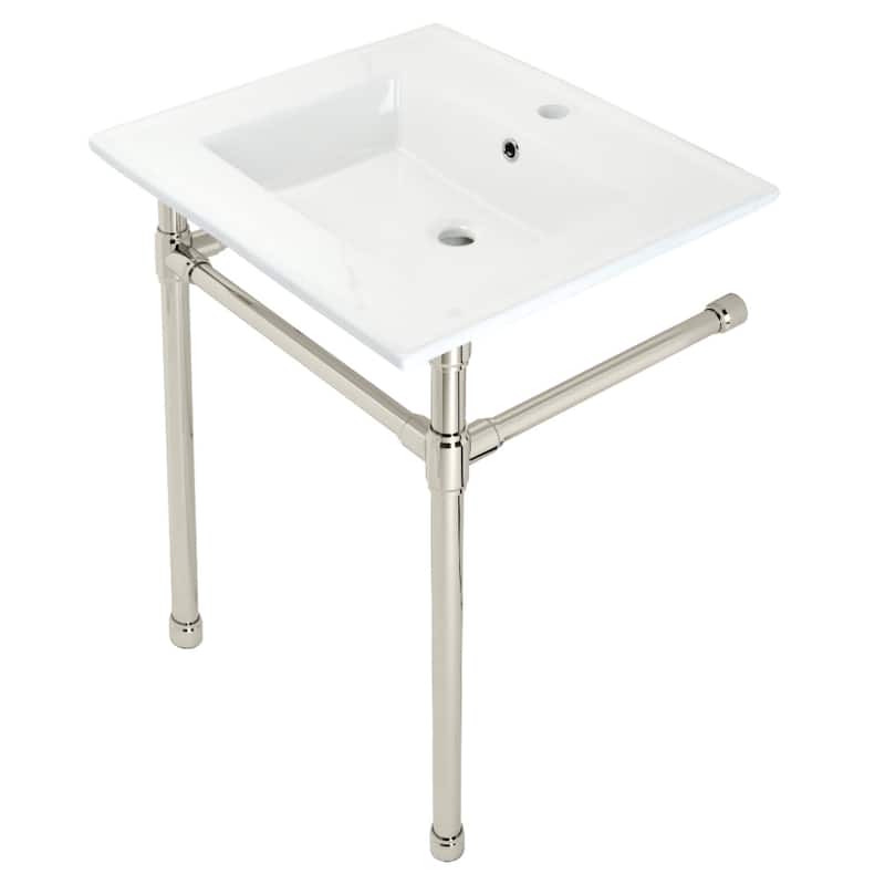 Kingston Brass Dreyfuss 25" Wide Console Sink Set - White / Polished Nickel
