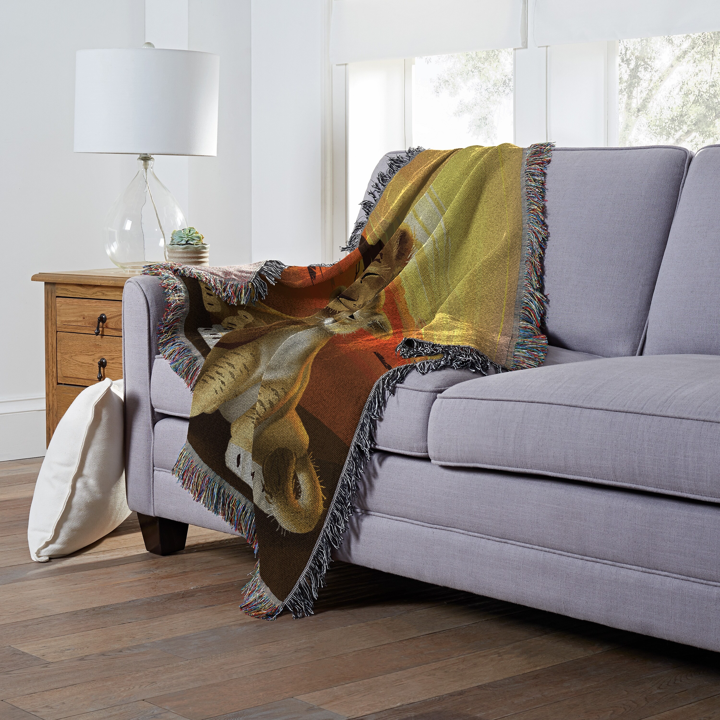 Lion King Simba Nala Woven Tapestry Throw Orange 48x60