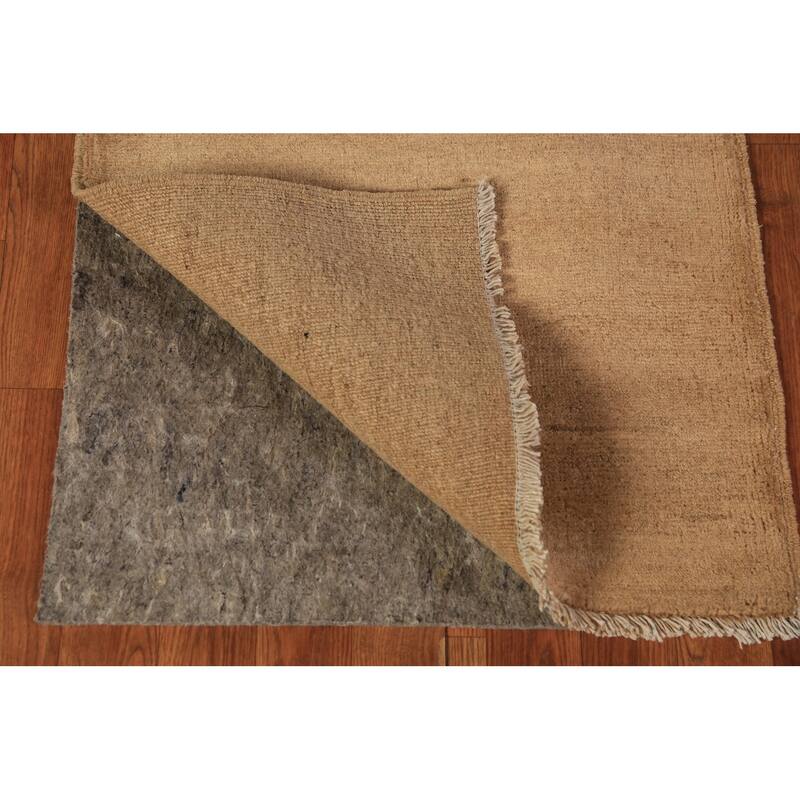 Gold Brown Gabbeh Modern Rug Handmade Wool Carpet - 2'2" x 3'5"