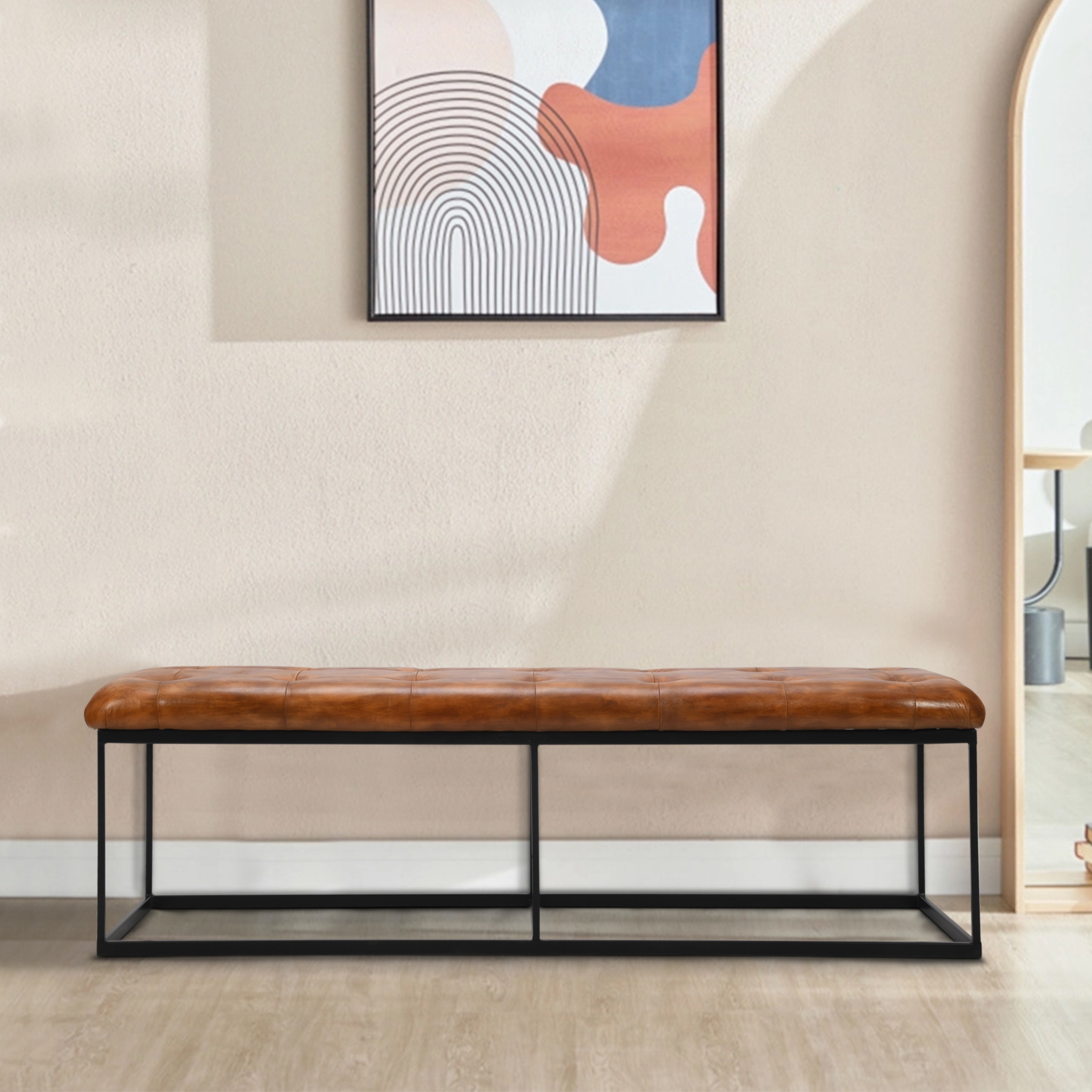 Leather online accent bench