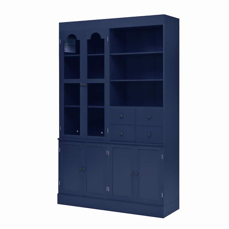 47.2x15.7x75inch Freestanding Buffet with Hutch, Tall Kitchen Pantry Cabinet with 4 Drawers, Door Shelves and Pull-out Trays