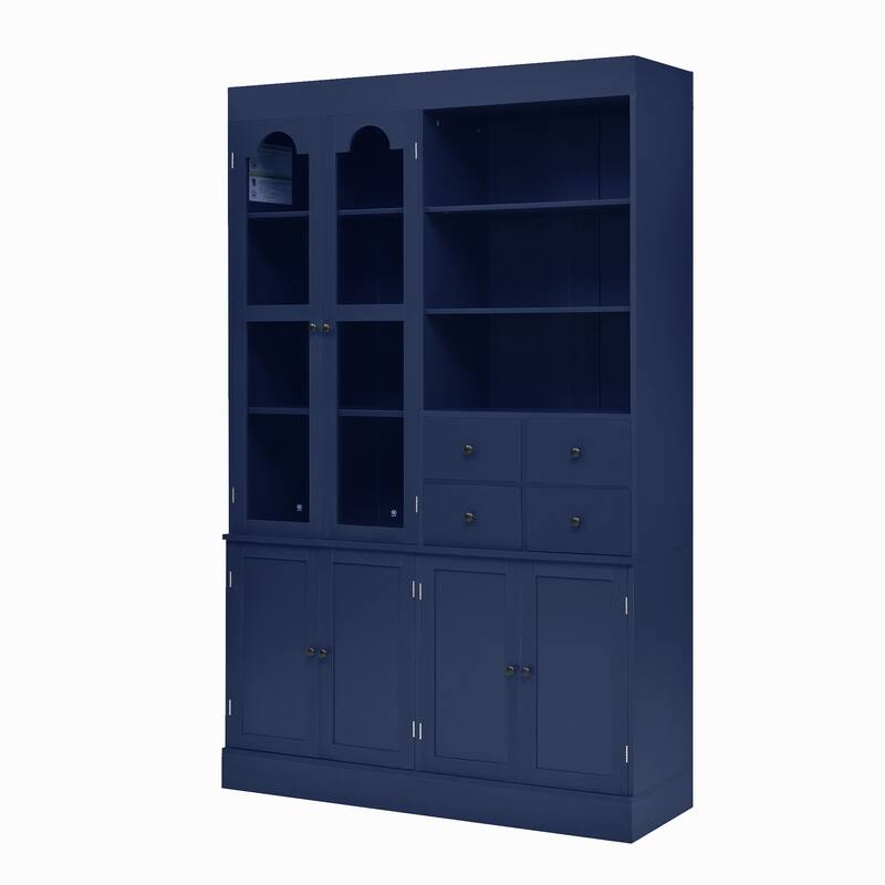 Tall Kitchen Pantry Cabinet, 75" Freestanding Buffet with Hutch, 4 Drawers, Door Shelves & Pull-Out Trays, Dining Room Storage