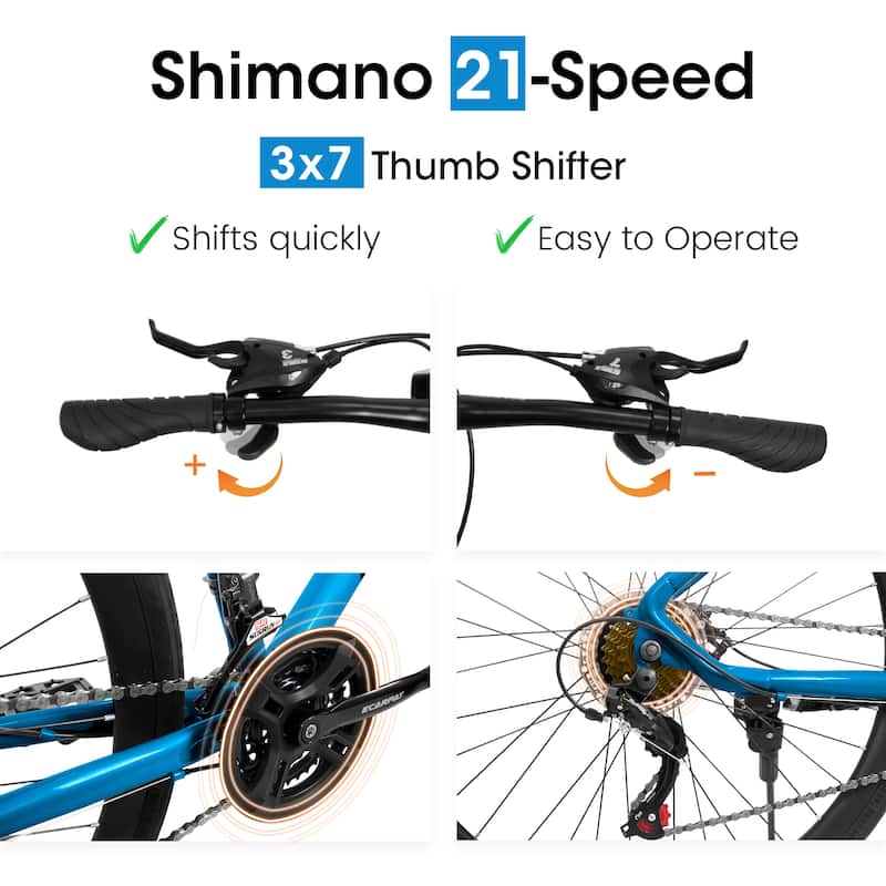 28-inch Road Bike with Aluminum Alloy Wheels, 21-Speed Gear System, Disc Brakes, Wide Tires - Ideal for Urban Commuting