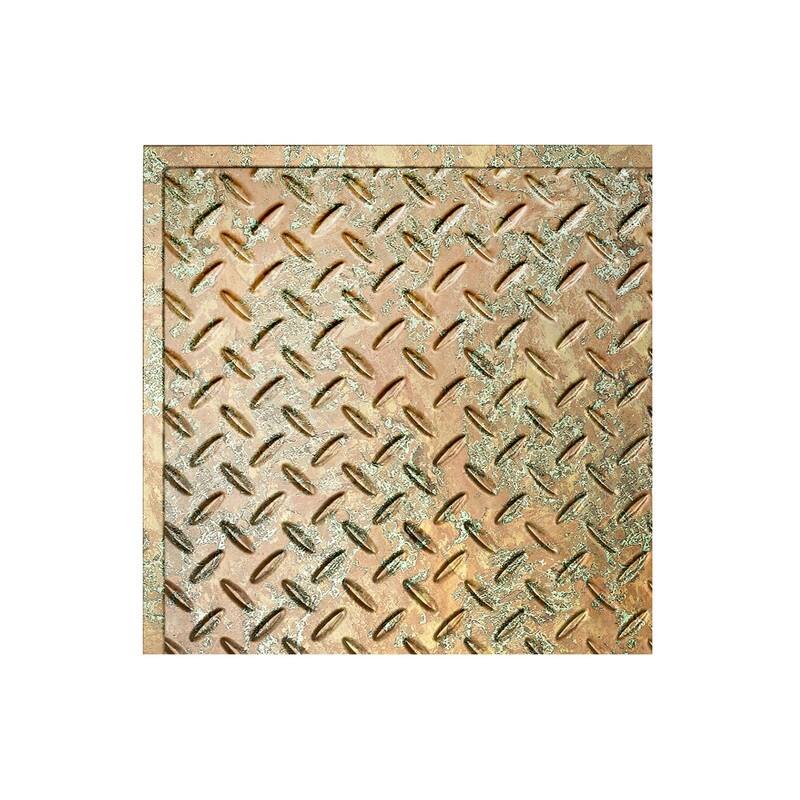 FASÄDE Diamond Plate Revealed Edge Decorative Vinyl 2ft x 2ft Lay in Ceiling Panel in Copper Fantasy (5 Pack) - 12in x 12in Sample - Copper Fantasy