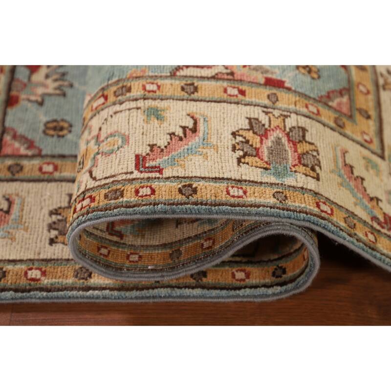 Light Blue Kazak Accent Rug Handmade Oriental Wool Carpet - 3'4"x 4'10"