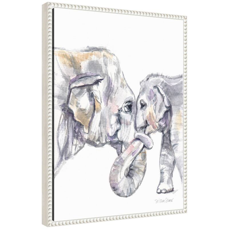 Kate and Laurel Sylvie Mother and Baby Elephant Framed Canvas by Patricia Shaw - 18x24
