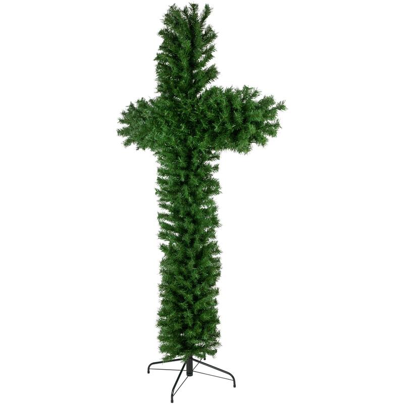 7' Artificial Pine Christmas Cross Unlit