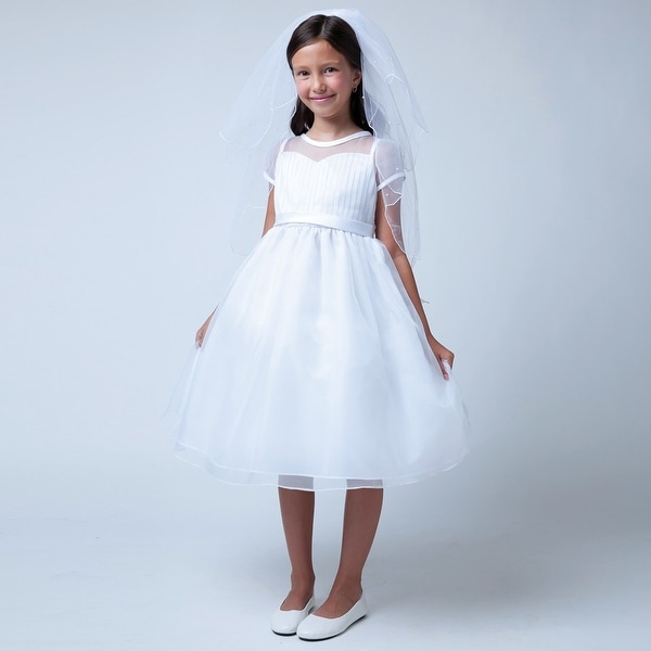 Shop Sweet Kids Little Girls White Pleated Organza Special Occasion Dress 2-6 - Free Shipping ...