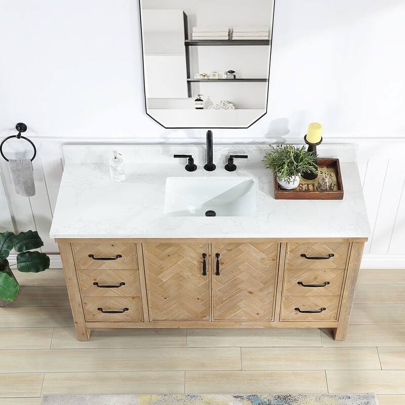 Javier Bath Vanity with Composite Stone Top without Mirror