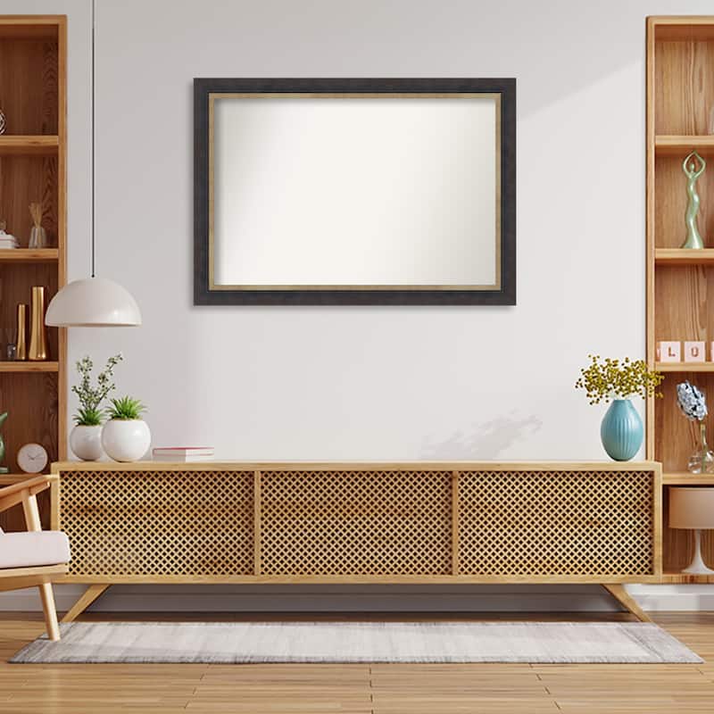 Hammered Charcoal Tan Non-Beveled Wood Framed Wall Mirror - Hammered Charcoal Tan