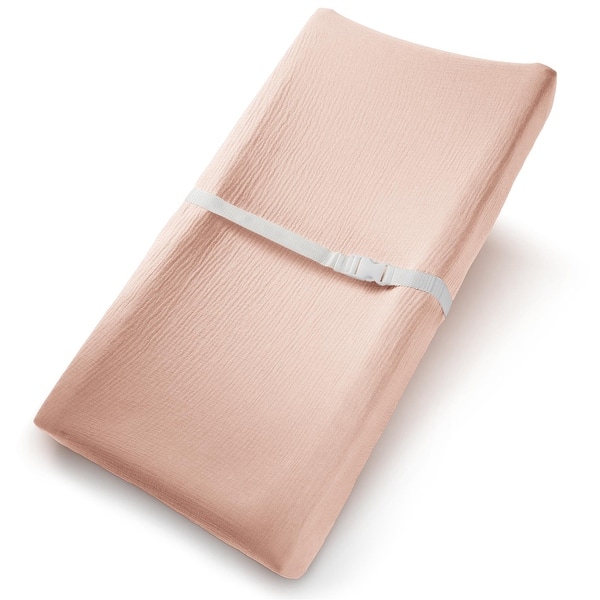slide 2 of 32, Muslin Fitted Changing Pad Cover Blush