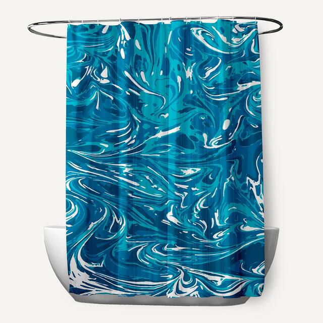 71 x 74-inch Melange Geometric Print Shower Curtain - Teal