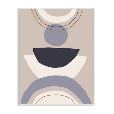 Stupell Industries Boho Inspired Abstraction Layered Blue Circular Shapes Wood Wall Art - Grey