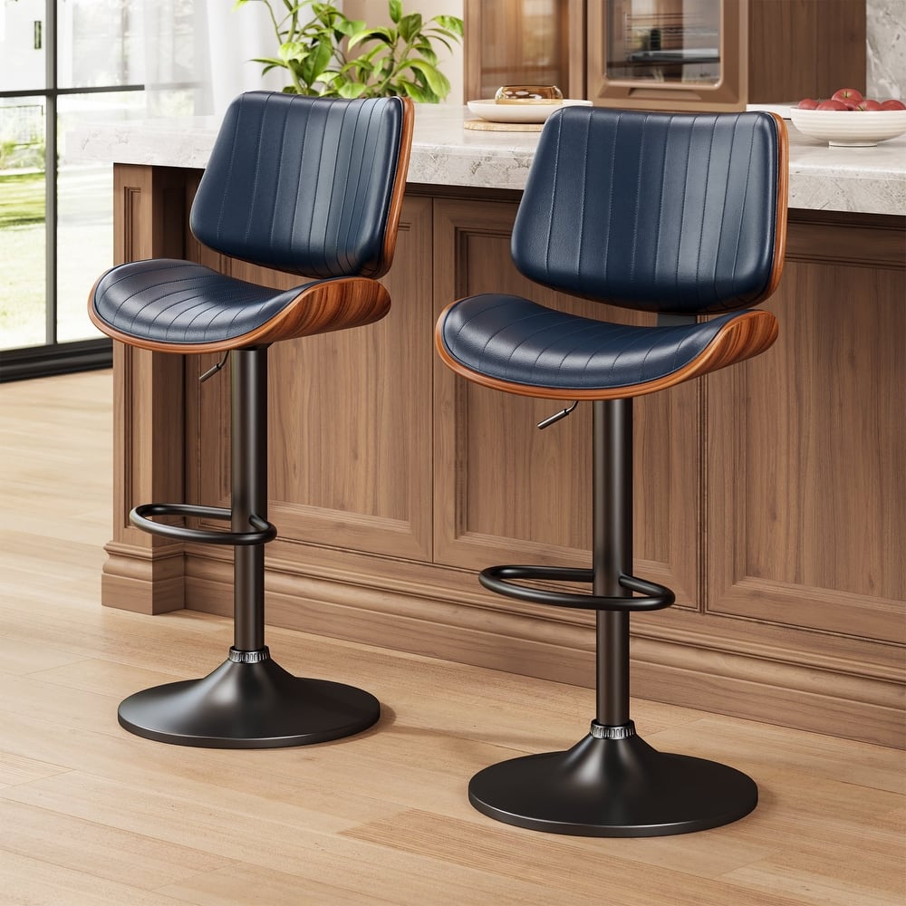 Swivel Adjustable Height Counter Stools, Bar Stools with Backs - 20" W X 18"D X 24-33" H