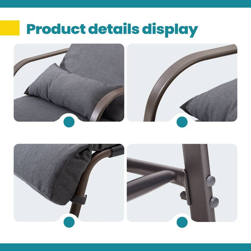 VredHom Outdoor Adjustable Chaise Lounge with Cushion and Pillow (Set of 2) - Set of 2