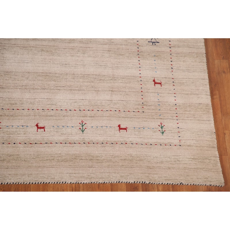 Striped Gabbeh Indian Area Rug Handmade Wool Carpet - 7'10"x 9'9"