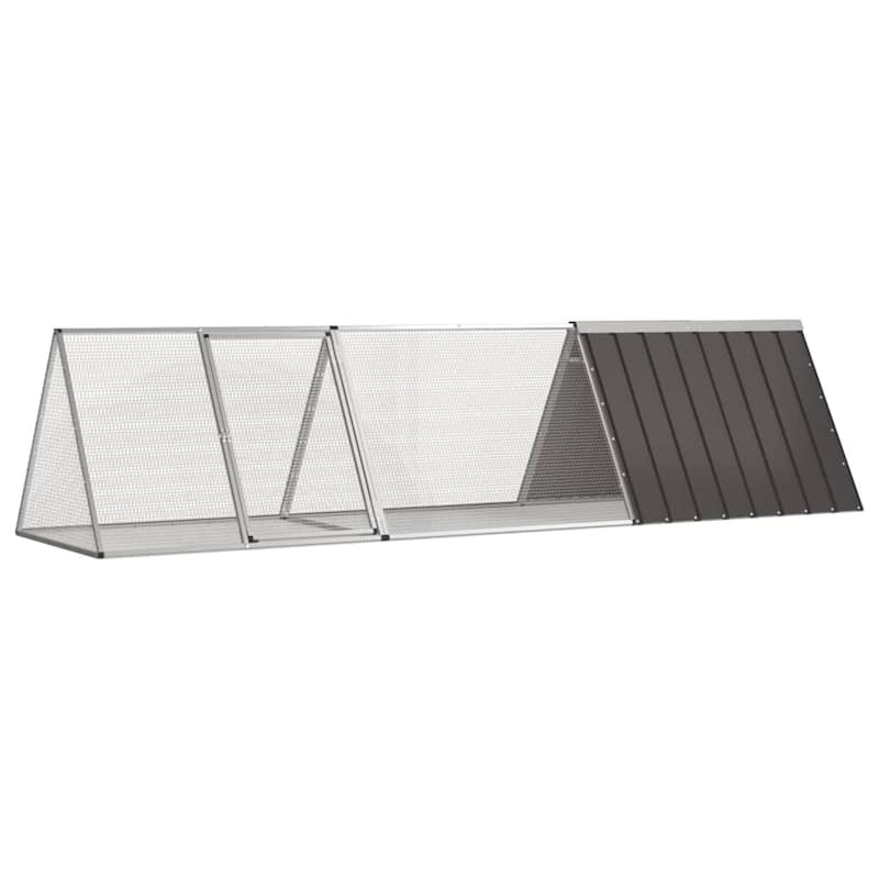 vidaXL Rabbit Cage Rabbit Hutch Garden Small Animal Cage Galvanized Steel - 119.1" x 31.7" x 28" - Anthracite