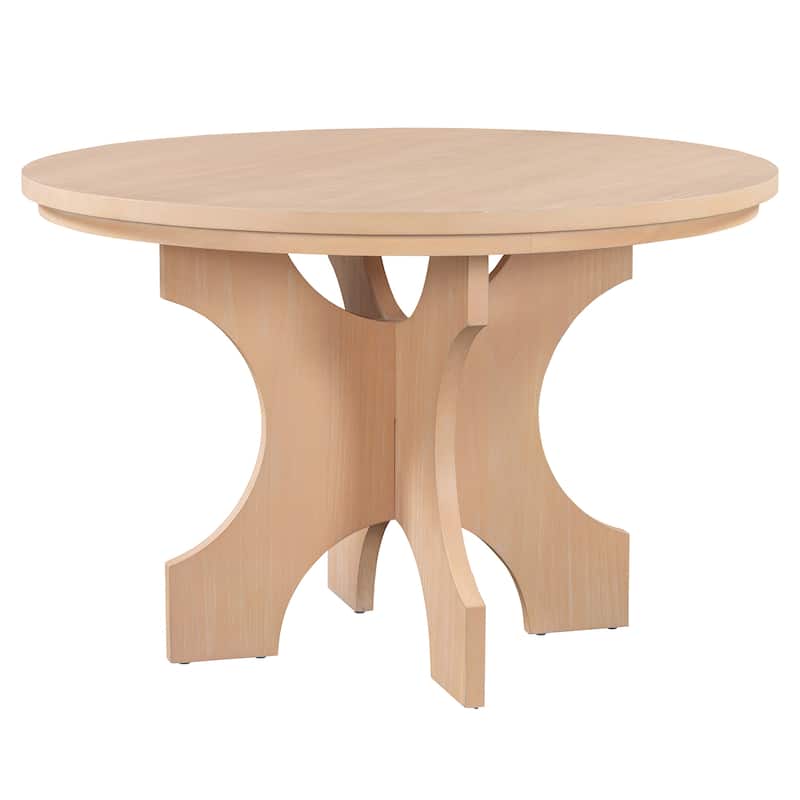 Rustic 5-piece Round Dining Set with Upholstered Chairs and Curved Bench for Cozy Family Gatherings