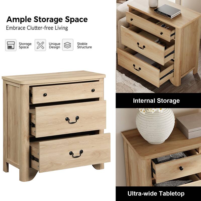 WAMPAT 3 Drawer Dresser for Bedroom, Dresser with Wide Chest, 31.5" White