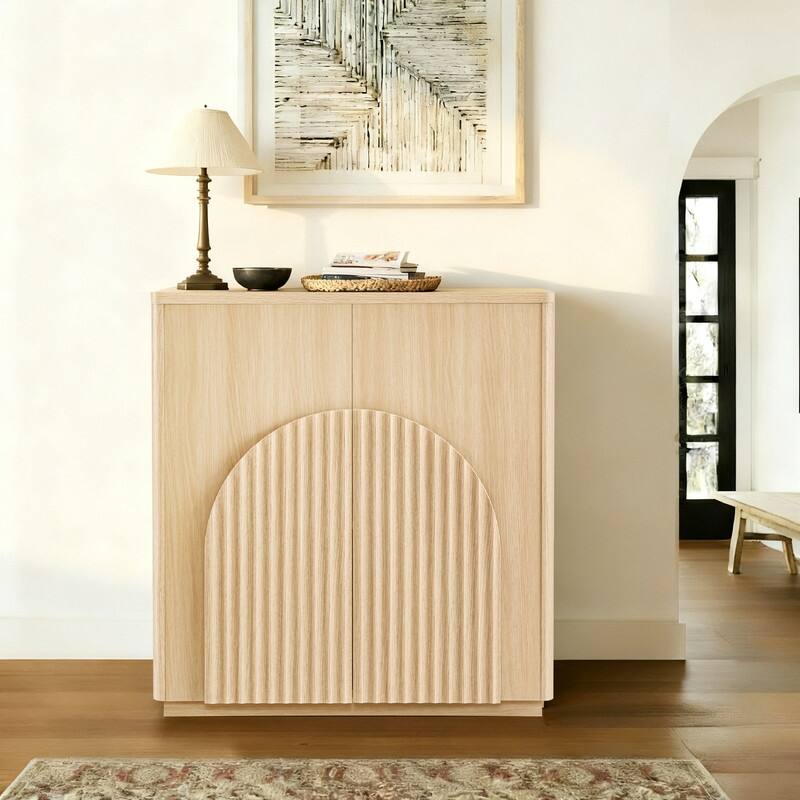 Spruce & Spring Modern Sideboard Buffet Cabinet with Wave Design